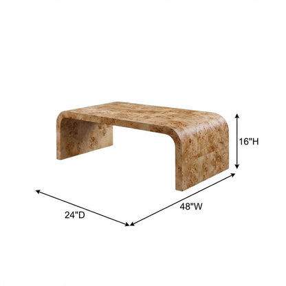 Natural Ash Coffee Table with Art Deco Style and Natural Finish