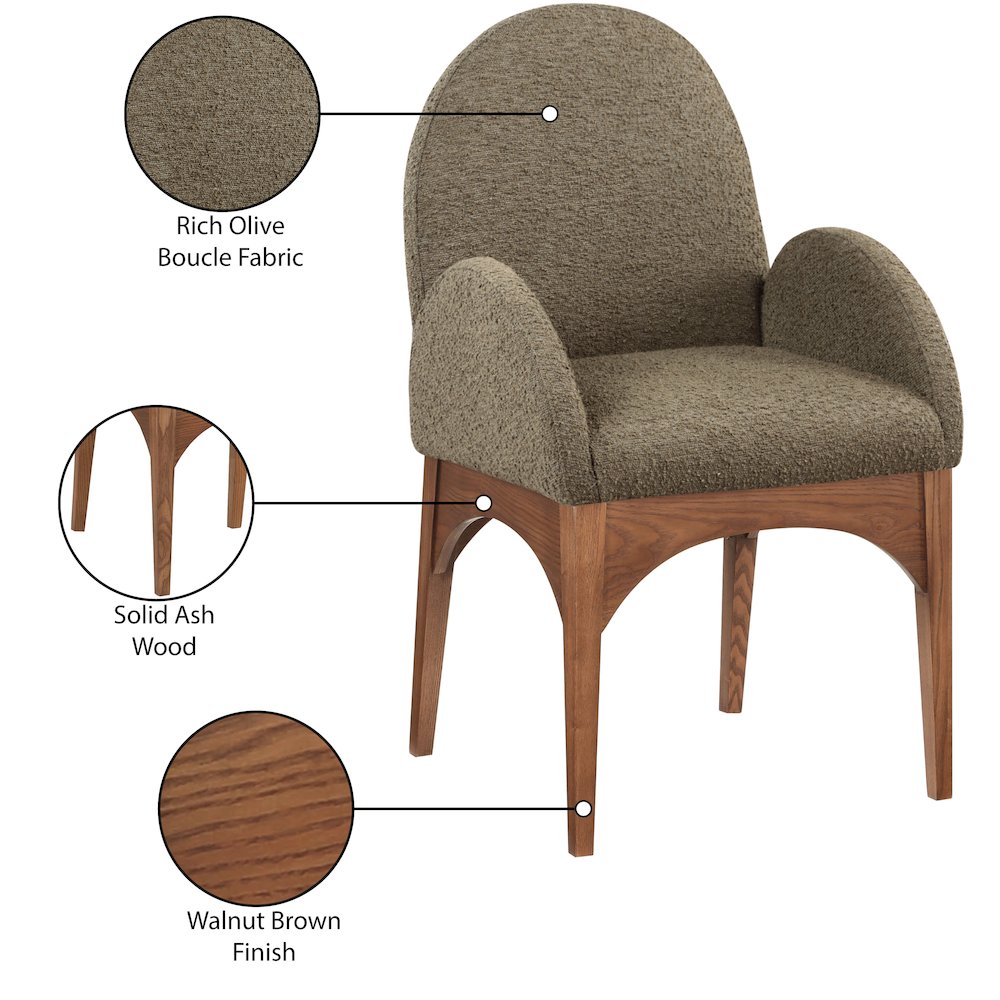 Waldorf Olive Boucle Fabric Dining Chair