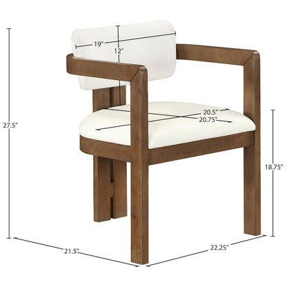 Ravina Cream Vegan Leather and Linen Fabric Upholstered Dining Chair, Set of 2