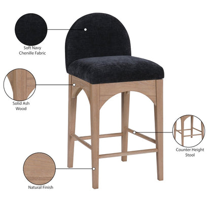 Waldorf Black Chenille Fabric Stool
