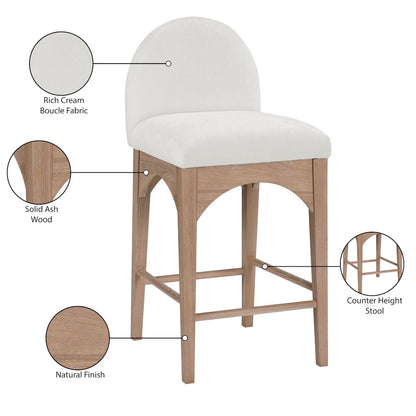 Waldorf Cream Chenille Fabric Stool