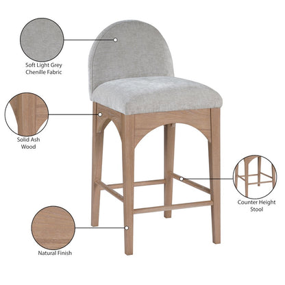 Waldorf Grey Chenille Fabric Stool