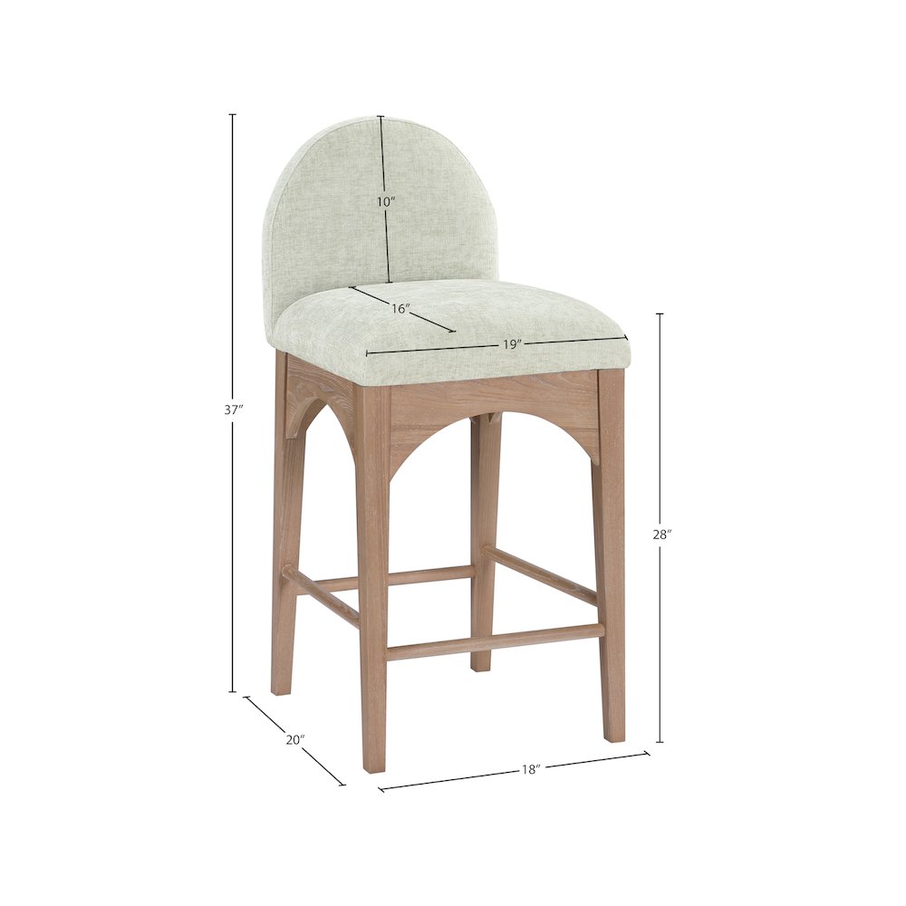 Waldorf Mint Chenille Fabric Stool
