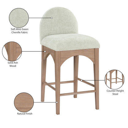 Waldorf Mint Chenille Fabric Stool