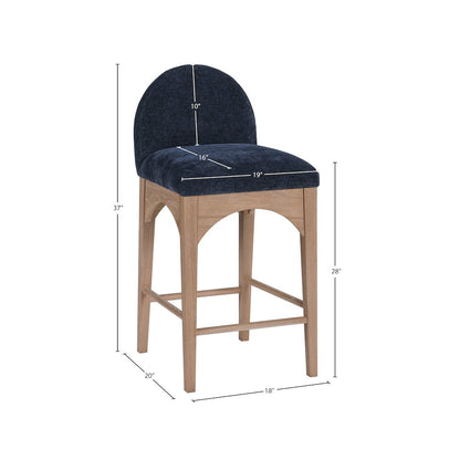 Waldorf Navy Chenille Fabric Stool