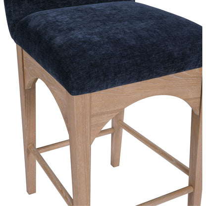 Waldorf Navy Chenille Fabric Stool
