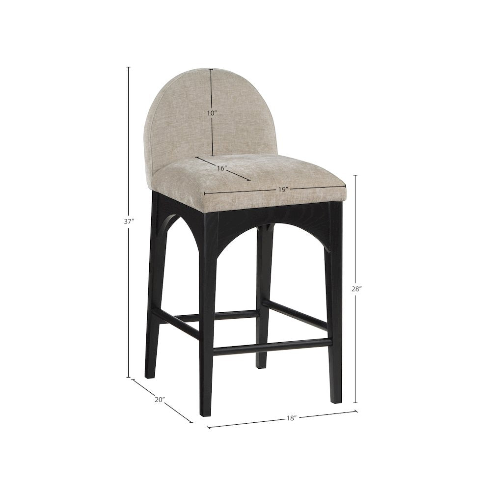 Waldorf Beige Chenille Fabric Stool