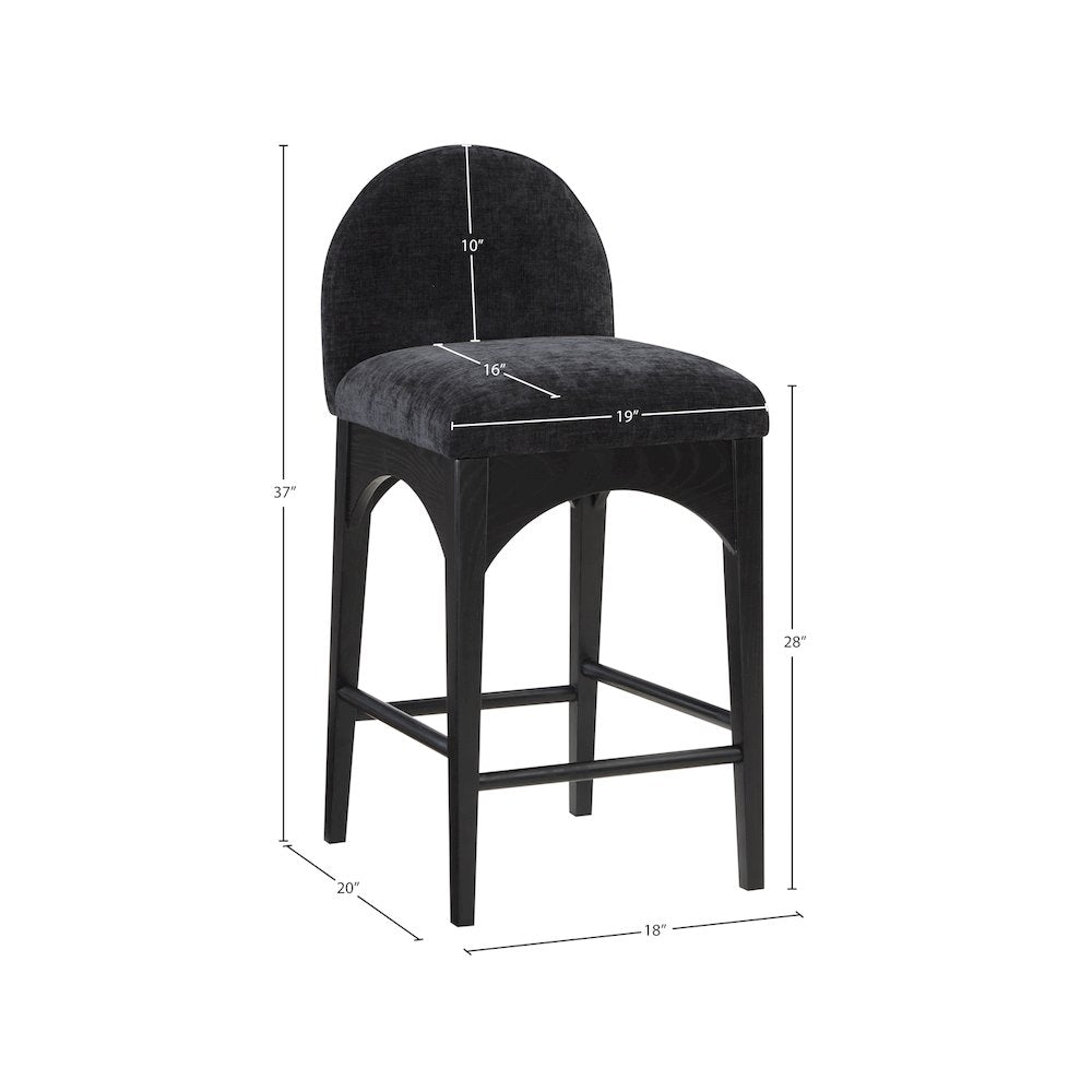 Waldorf Black Chenille Fabric Stool