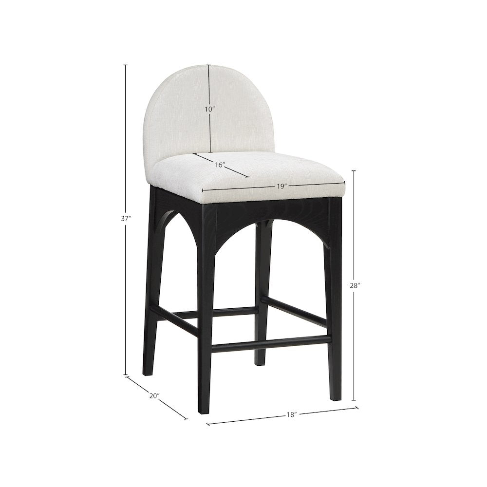 Waldorf Cream Chenille Fabric Stool
