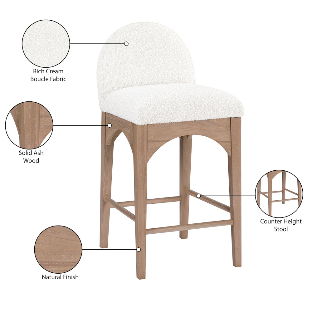 Waldorf Cream Boucle Fabric Stool