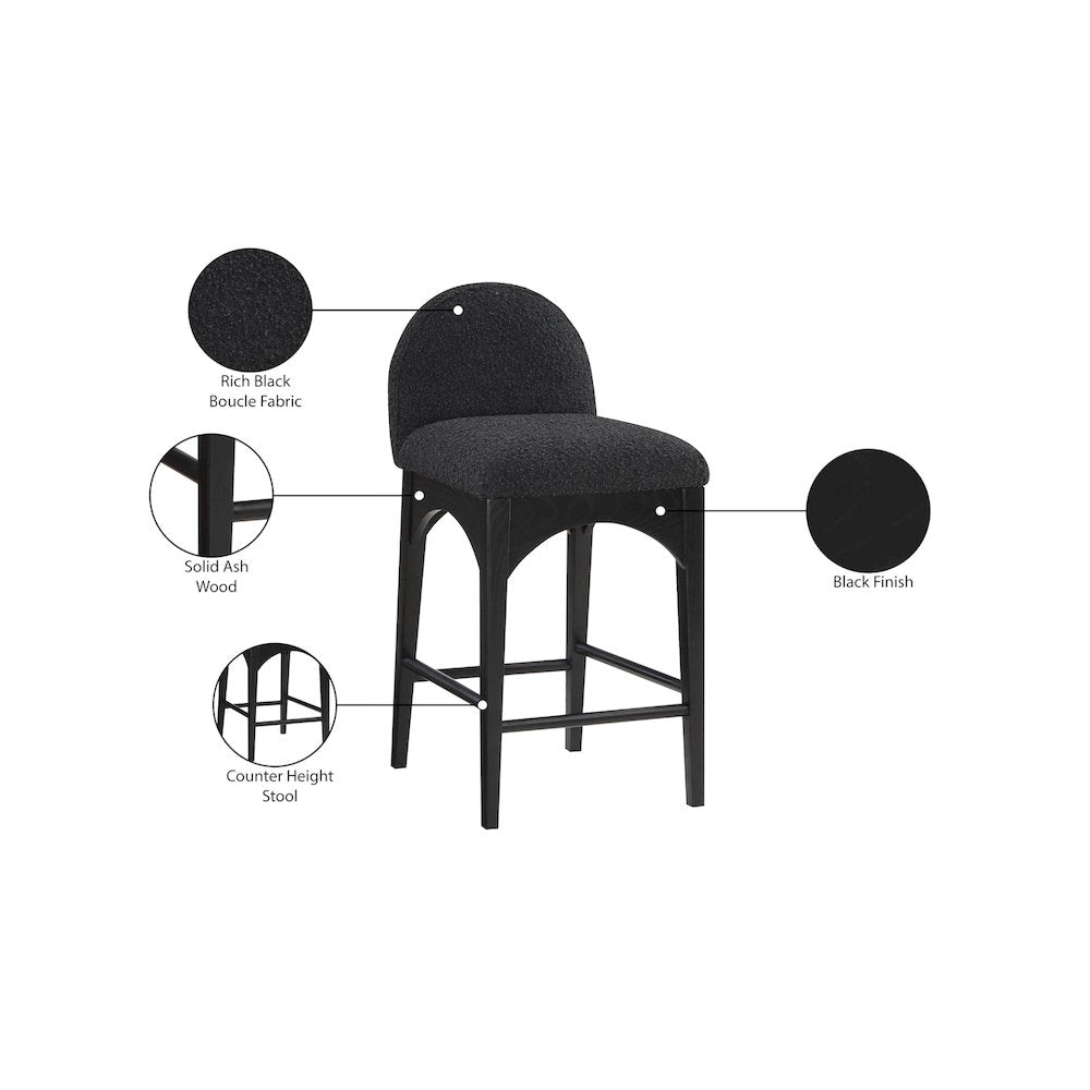 Waldorf Black Boucle Fabric Stool