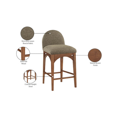 Waldorf Olive Boucle Fabric Stool