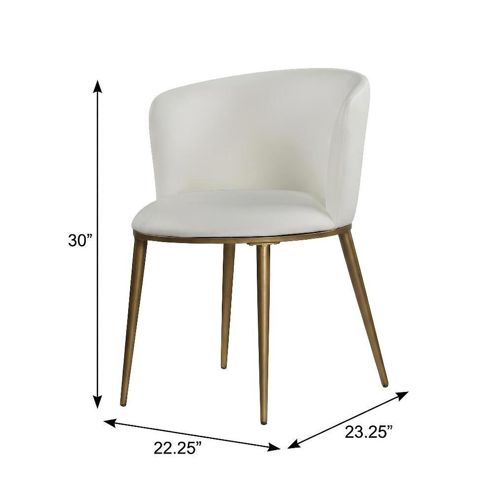 Brushed Gold Vegan Leather Dining Chairs Set of 2 with Contemporary Design