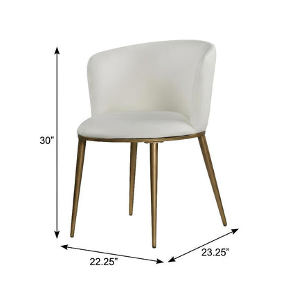 Brushed Gold Vegan Leather Dining Chairs Set of 2 with Contemporary Design