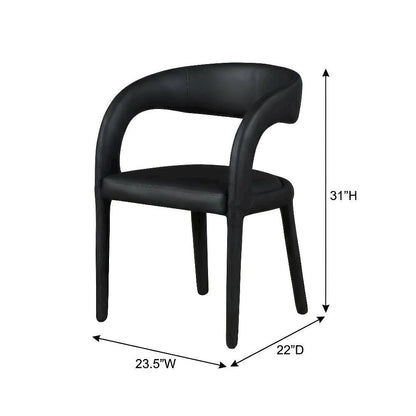 Black Vegan Leather Dining Chair Contemporary Style Comfortable Seat
