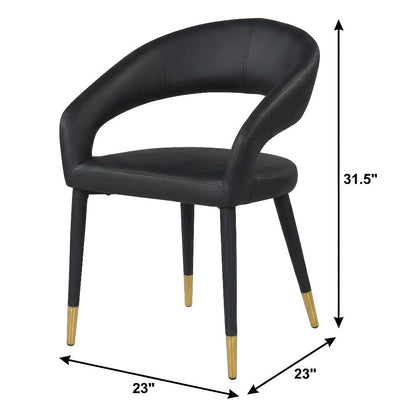 Gold Vegan Leather Dining Chair with Armrests and Contemporary Design