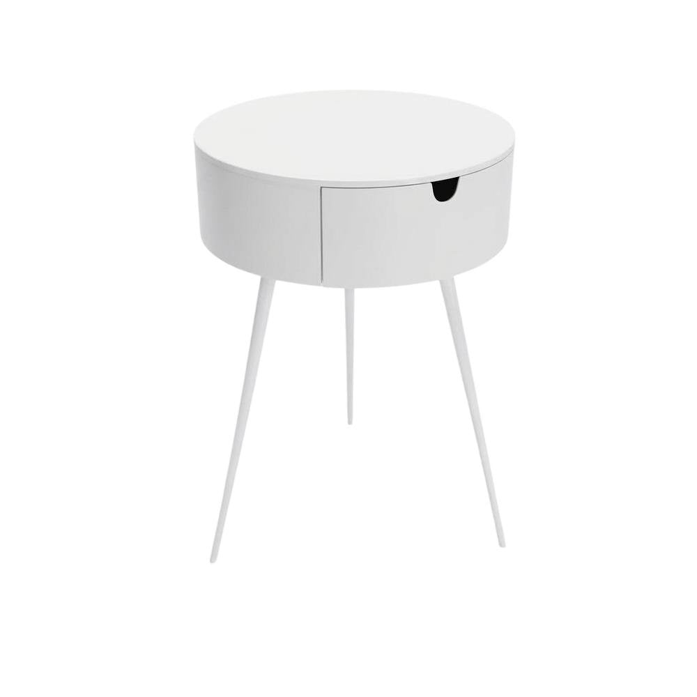 White Nightstand with Contemporary Style and White Finish