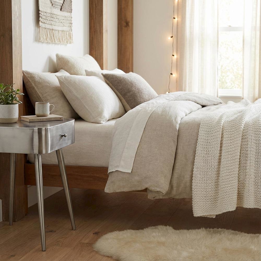Contemporary Night Stand with Brushed Silver Finish for Bedroom