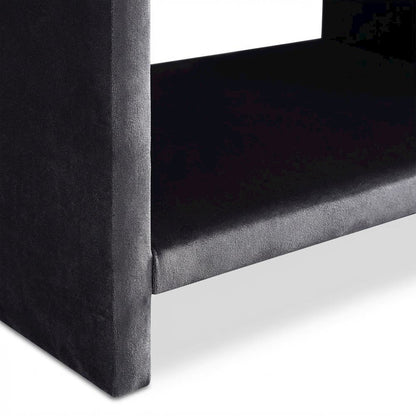 Gray Velvet Night Stand with Contemporary Design for Bedroom Storage