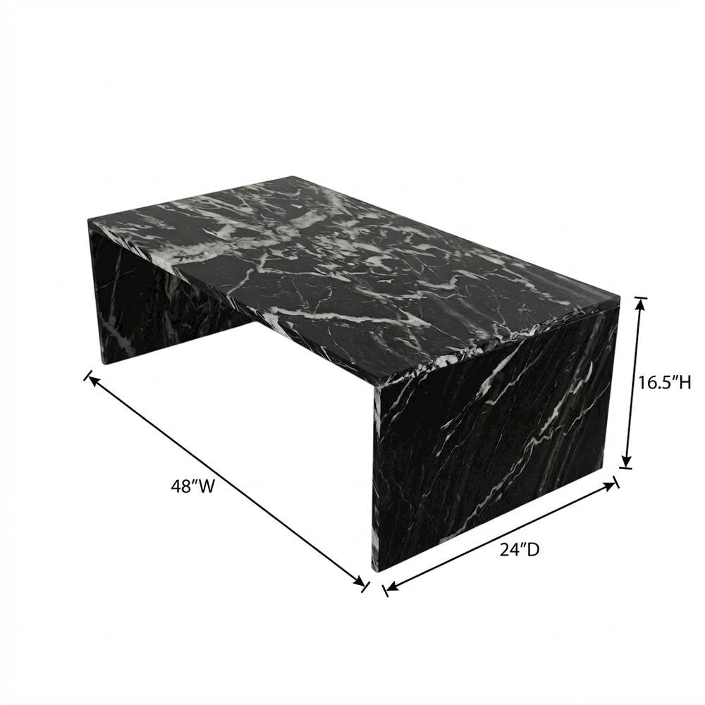 Black Marble Coffee Table with Contemporary Style, Durable Construction