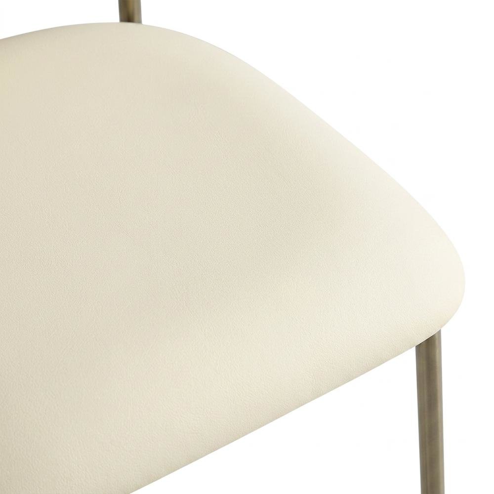 Vegan Leather Counter Stools with Back, Kitchen Island, Cream, Set of 2
