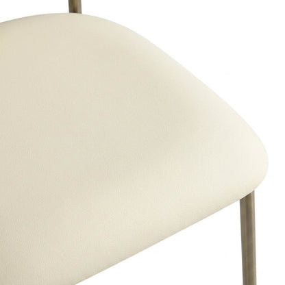 Vegan Leather Counter Stools with Back, Kitchen Island, Cream, Set of 2