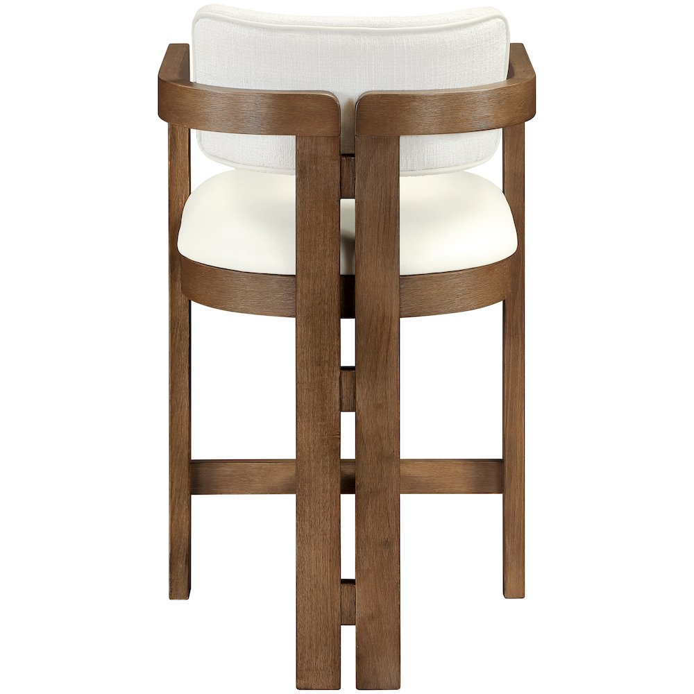 Ravina Cream Vegan Leather and Linen Textured Fabric Upholstered Counter Stool
