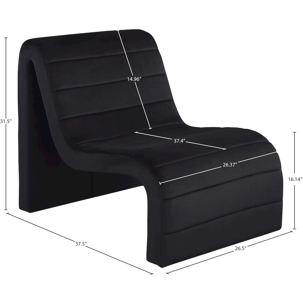 Ivy Black Velvet Accent Chair