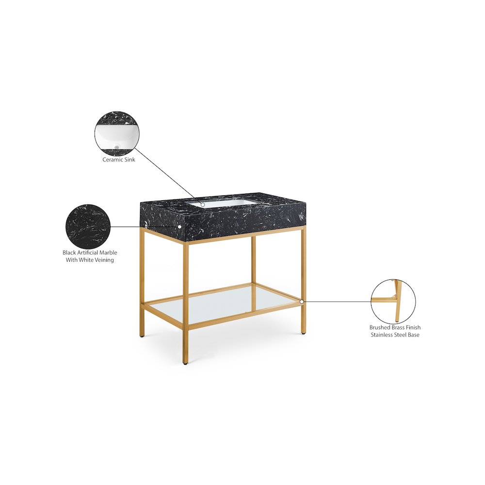 Marmo Black Engineered Marble Bathroom Vanity