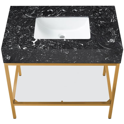 Marmo Black Engineered Marble Bathroom Vanity