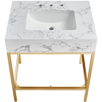Marmo White Engineered Marble Bathroom Vanity