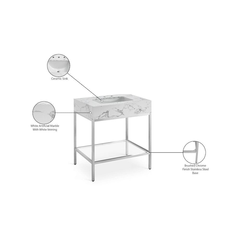 Marmo White Engineered Marble Bathroom Vanity
