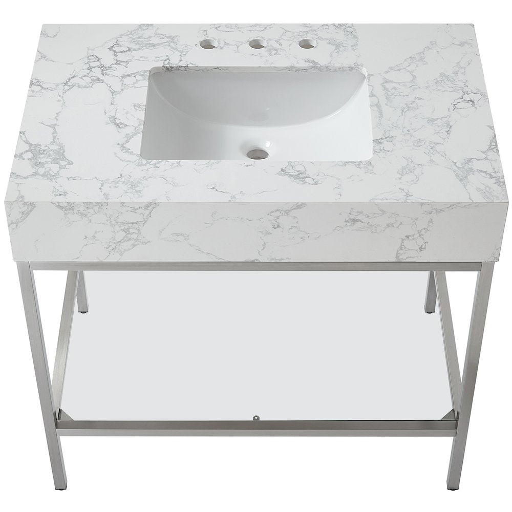 Marmo White Engineered Marble Bathroom Vanity