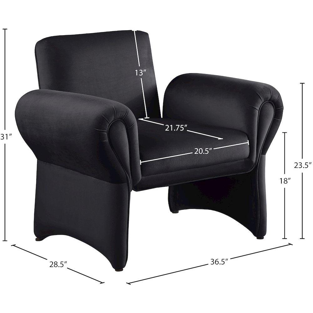 Fleurette Black Velvet Accent Chair