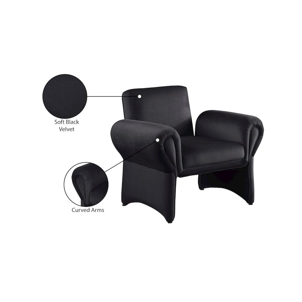 Fleurette Black Velvet Accent Chair