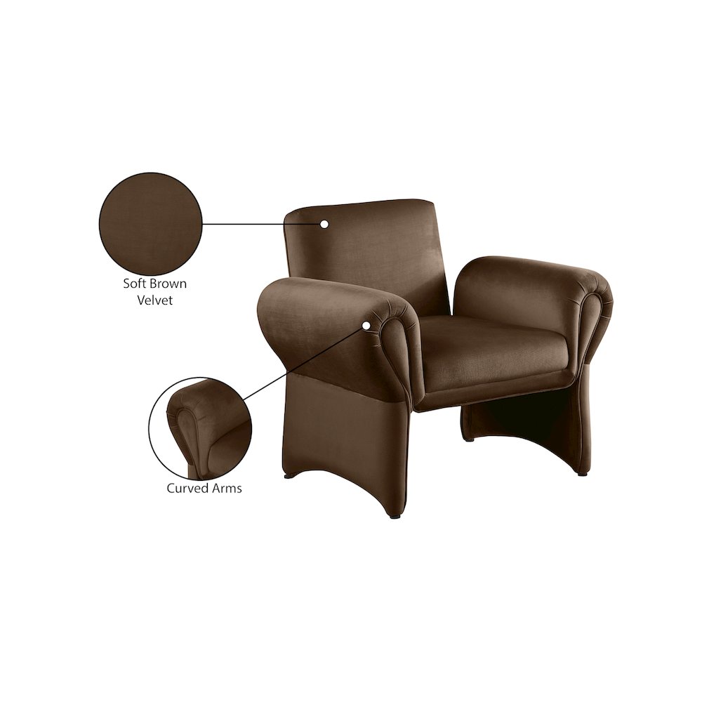 Fleurette Brown Velvet Accent Chair