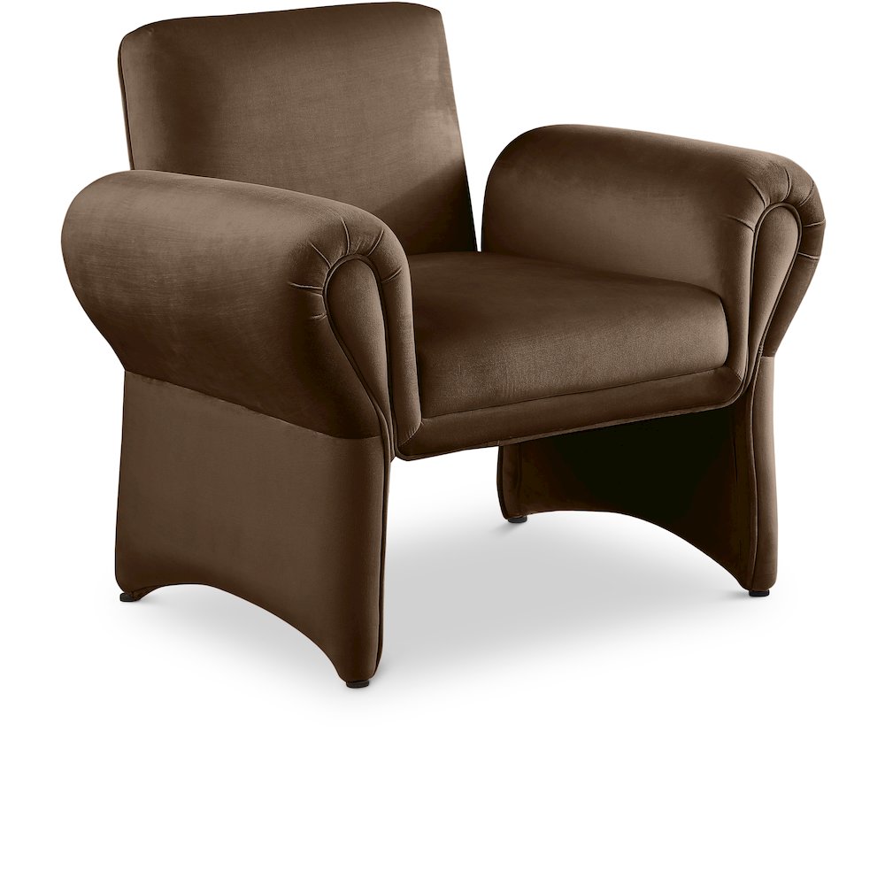 Fleurette Brown Velvet Accent Chair