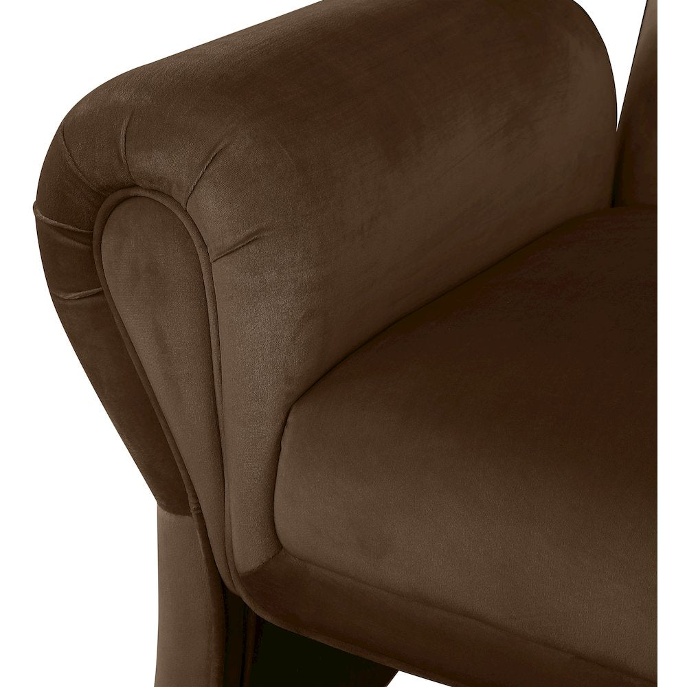 Fleurette Brown Velvet Accent Chair