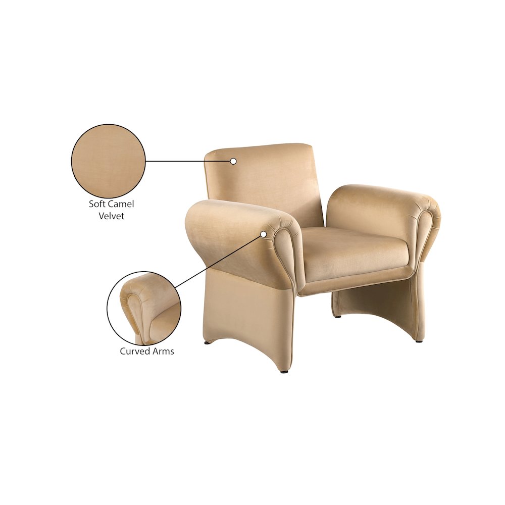 Fleurette Camel Velvet Accent Chair