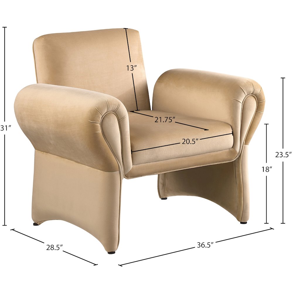 Fleurette Camel Velvet Accent Chair