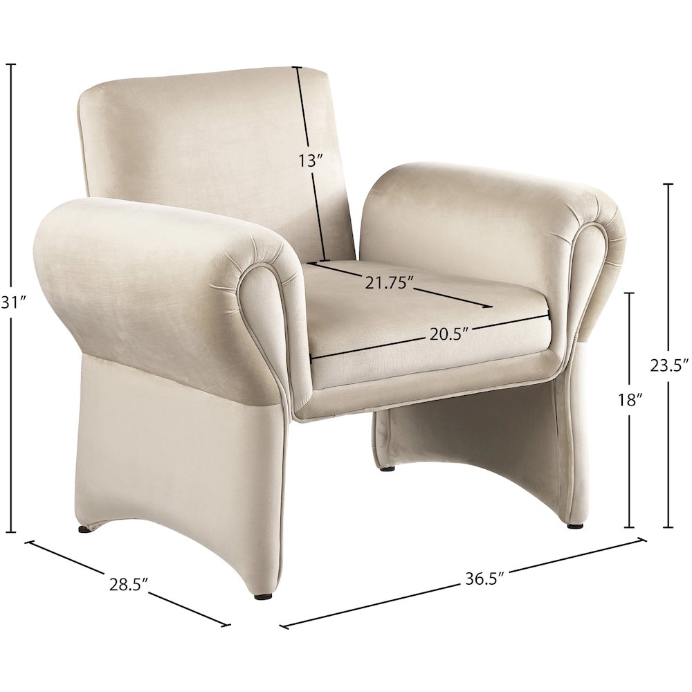 Fleurette Cream Velvet Accent Chair