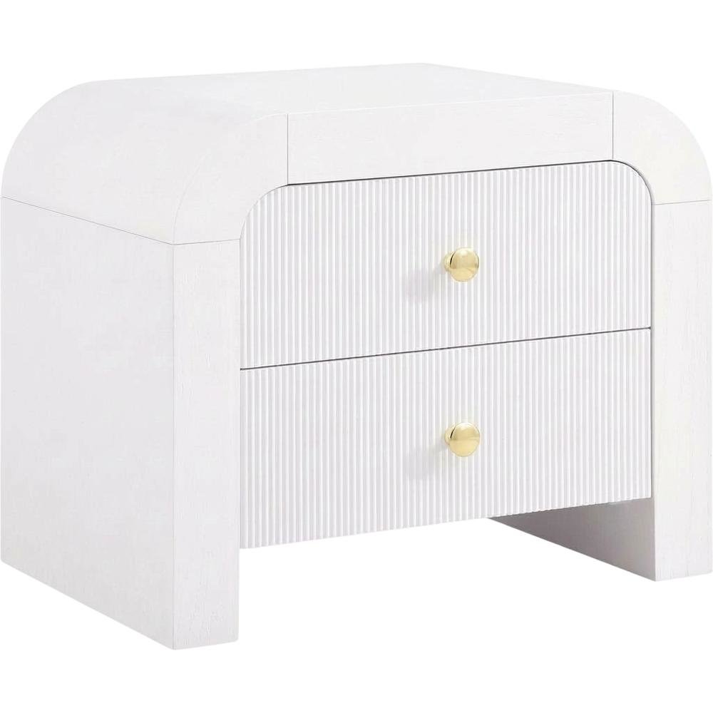 Contemporary White Nightstand with Smooth Finish for Bedroom Use