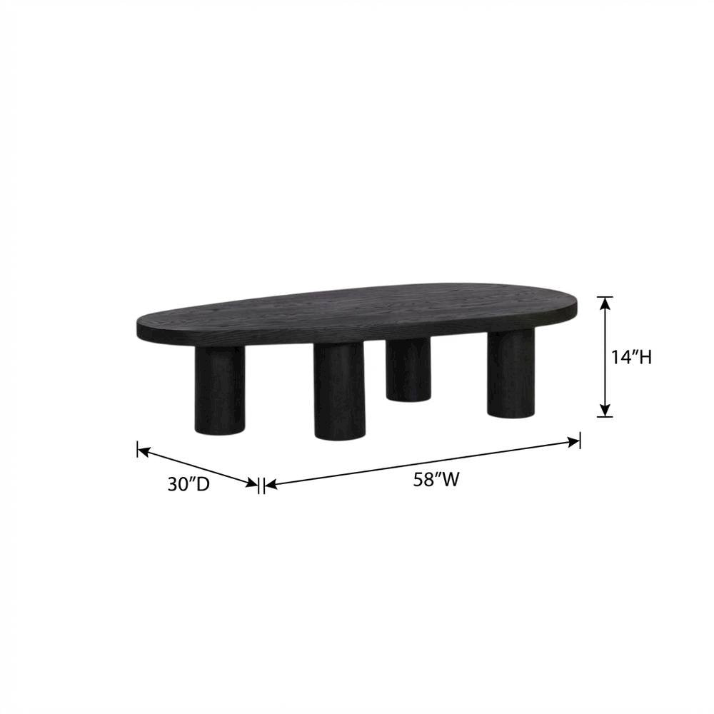 Art Deco Black Coffee Table with Black Oak Finish, Sturdy Construction