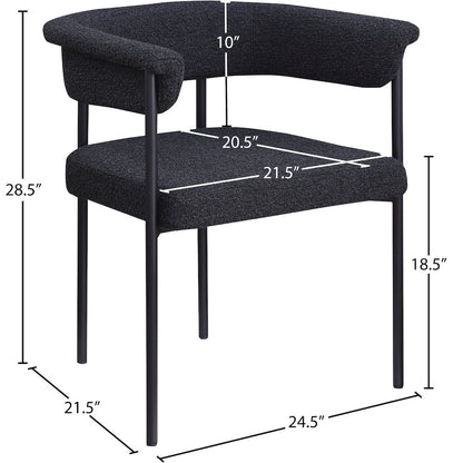 Malin Black Boucle Fabric Dining Chair, Set of 2