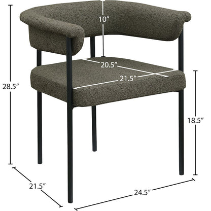 Malin Olive Boucle Fabric Dining Chair, Set of 2