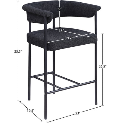 Malin Black Boucle Fabric Counter Stool, Set of 2