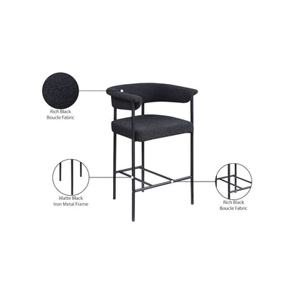 Malin Black Boucle Fabric Counter Stool, Set of 2