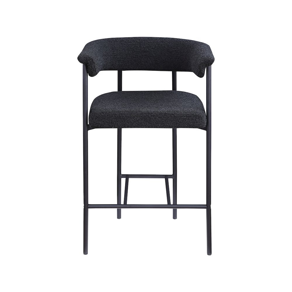 Malin Black Boucle Fabric Counter Stool, Set of 2