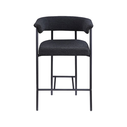 Malin Black Boucle Fabric Counter Stool, Set of 2