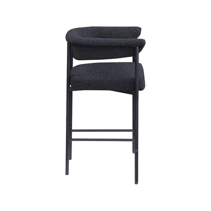 Malin Black Boucle Fabric Counter Stool, Set of 2